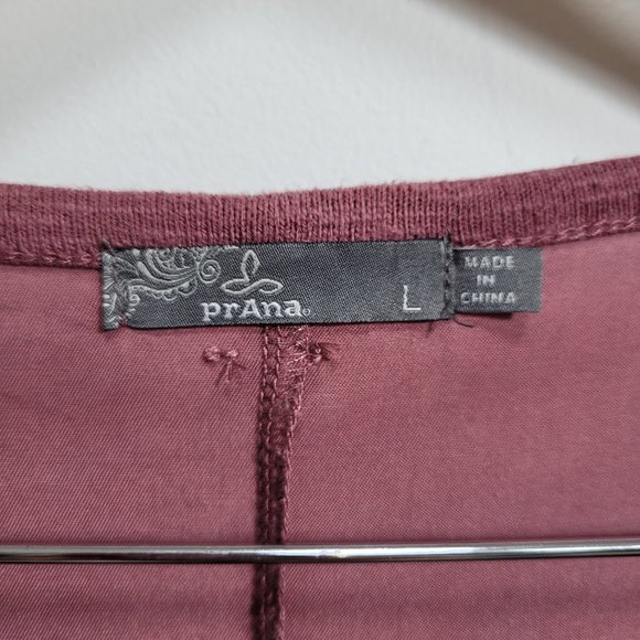 Prana Hensley Organic Cotton Long Sleeve Purple Shirt Women's sz Large - Picture 5 of 7